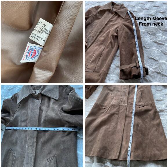 🔥Vintage ILGWU USA Made Brown Suede Leather Distressed Duster Jacket Coat XS-S - Picture 14 of 15